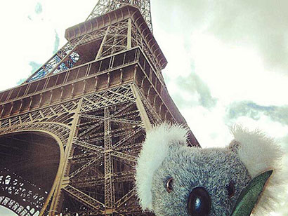 Jimmy in front of the Eiffel Tower